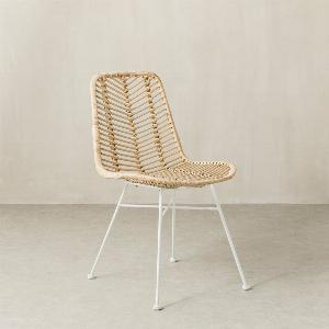 Chaise de jardin rotin naturel pieds blancs Cali