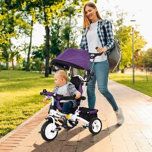 6 in 1 Kids Trike Push Bike w Push Handle Canopy for 15 Years