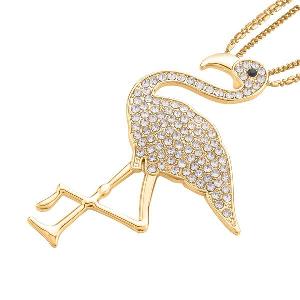 Schwarzer und weißer KristallFlamingoAnhänger mit Kette  3 10 ct