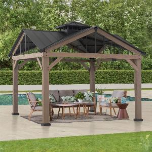 Get 13 Discount on SUNJOY 12x12 Sturdy Wooden Gazebo with Vent Roof