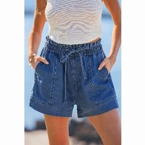 Cupshe Remisez 20% sur un short en denim à jambe droite tissée 199351547064