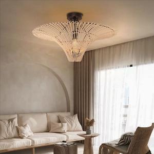 Lightsin Flying SaucerShaped LED Rattan Pendant Light