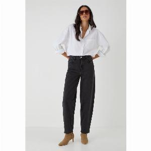 Womens Barrel Leg Denim Jeans  washed black  10 Washed Black