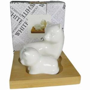 White Bamboo Cat and Kitten Cruet Salt and Pepper Set