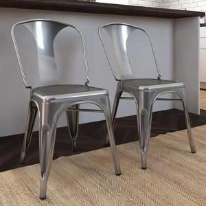 Enjoy 69 Discount on Pair of Frisco Gunmetal Grey Metal Bistro Chairs