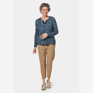 Weiche Jerseybluse mit wundervollem Druck  blau  gemustert  Gr 46 von Goldner Fashion
