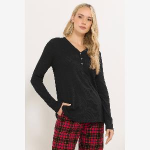 Enjoy 58 Discount on LTS Tall Black Cotton Waffle Pyjama Top Size 810
