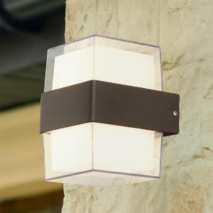 Naos Square LED Outdoor Up Down Wall Light In Black Clear Glass