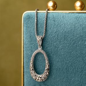 Enjoy 41 Off the John Greed Signature Silver Marcasite Oval Necklace
