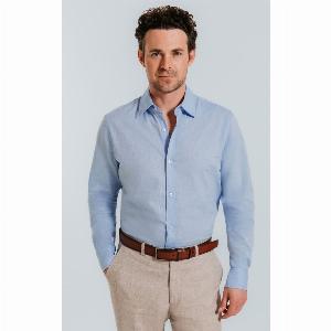 Dobell Light Blue Linen Shirt