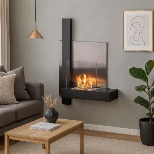 Camino Bioetanolo da Parete 15 lt Stufa Biocamino in Acciaio e Vetro Temperato