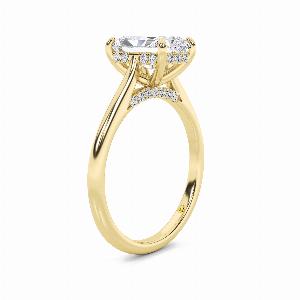 Twinkle Halo Radiant Cut Lab Grown Diamond Engagement Ring  10K Yellow Gold 2 15 CT TW