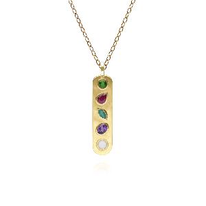 Coded Whispers Brushed Gold Dream Acrostic Gemstone Pendant