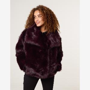 Short faux fur coat m burgundy