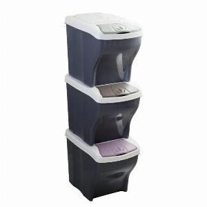 Lot de 3 poubelles Tris  60 L  Coloris aléatoire