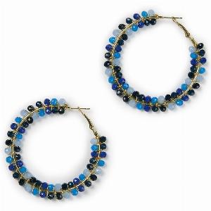 Beaded Hoops  Blue