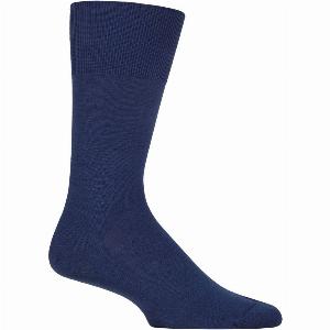 Mens 1 Pair Falke Airport Plain Virgin Wool and Cotton Business Socks Royal Blue 115125 Mens