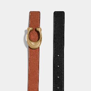 Coach 25MM Sculpted C Leather Belt  XS