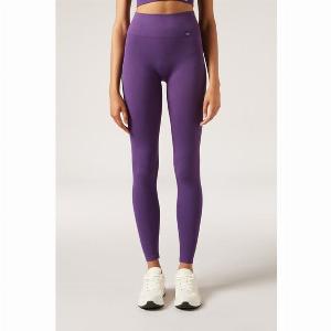 Calzedonia Leggings sportifs sans coutures Femme Violet Taille SM