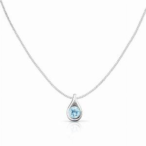 John Greed Signature Silver Blue Topaz Teardrop Necklace