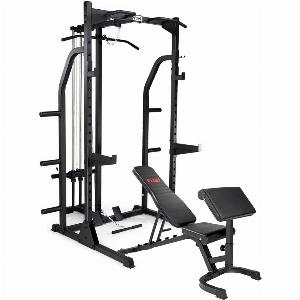 Fuel Fitness Power Rack with HiLo Pulley and FID Weight Bench