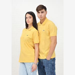 Polo gialla per uomo e donna con patch logo coccodrillo