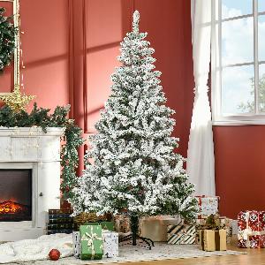 HOMCOM Künstlicher Weihnachtsbaum 180 cm klappbar mit Kunstschnee jetzt 6890  13  Rabatt