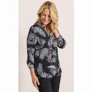 Anna Rose Textured Leaf Printed Jersey Top BLACKPINK MULTI XXL