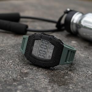 MAJESTY Digital Electronic 3ATM WR LCD Dial  Black Case Mens Watch with Cyan TUP Strap