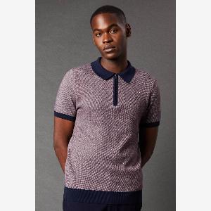 Mens Birdseye Stitch Knitted Polo
