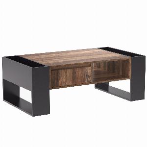 Get 12 Off Stylish Wood Coffee Table with Drawer  Dual Storage 1064x60x40 cm Black and Grey