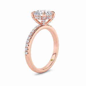 Aurelia Half Coverage Hidden Halo Round Lab Grown Diamond Engagement Ring  18K Rose Gold 1 13 CT TW