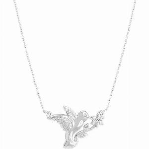 Diamond Hungry Hummingbird Pendant Necklace in 9ct White Gold