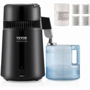 VEVOR Wasser Destilliergerät Distiller Edelstahl Wasserdestilliere 4L Schwarz