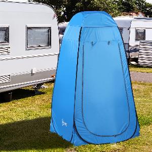 Outsunny Pop up Toilettenzelt  Mobiles Camping Duschzelt Umkleidezelt mit Duschkabine Wasserfest Polyester Blau 120x120x190cm  Aosom