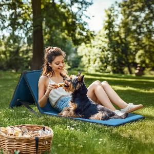 SUNJOY Portable Beach Mat with Adjustable Backrest for Adults Set of 1  Blue