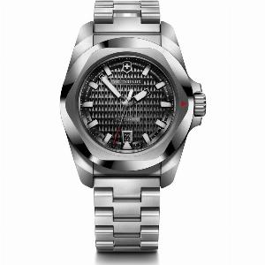 Victorinox Swiss Army INOX Quartz Stainless Steel Black Dial Mens Watch 242019