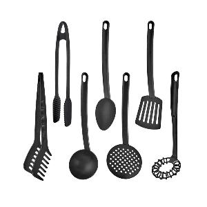 Set 7 utensili da cucina in plastica neri