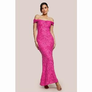 Front Knot Twist  Maxi Dress  Magenta by Goddiva