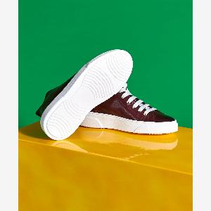 Sneakers haut cuir bordeaux pour homme