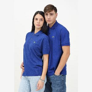 LACOSTE Polo blu per uomo e donna con patch logo coccodrillo