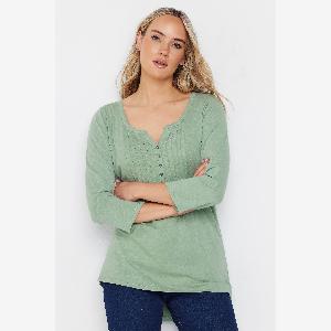 Lts 2 Pack Tall Sage Green  Navy Blue Cotton Henley Tops 8 Lts  Tall Womens TShirts