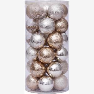 LuxusWeihnachtskugelSet  60 Stück  Ø 6 cm  Gold und Silber  Luxuriöse Weihnachtsdekoration