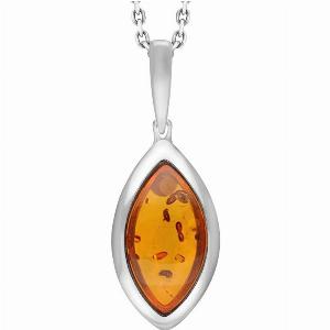Sterling Silver Amber Curved Marquise Necklace