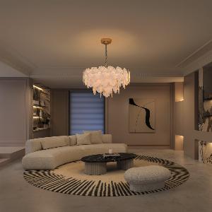 ArviaOpulent Glow Elegant Glass Chandelier with Adjustable Elegance