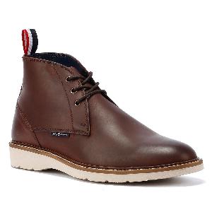 Ben Sherman Hampton Bottes Rouges En Cuir Pour Hommes