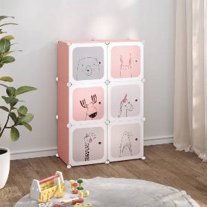 Berkfield Home Cube Storage Cabinet for Kids with 6 Cubes Pink PP