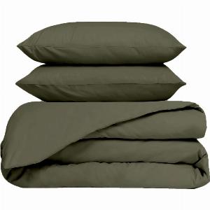 Économisez 13 Ensemble housse de couette et taies en percale Kaki