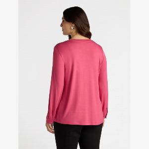 Fiorella Rubino  Tshirt maniche lunghe in due tessuti Donna Fucsia Taglia XL 6062 IT