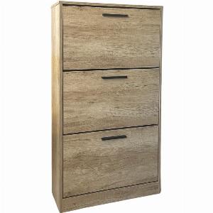 Scarpiera Salvaspazio da Ingresso 3 Ante Doppie Ribalta Legno melaminico Rovere  63x24x115h